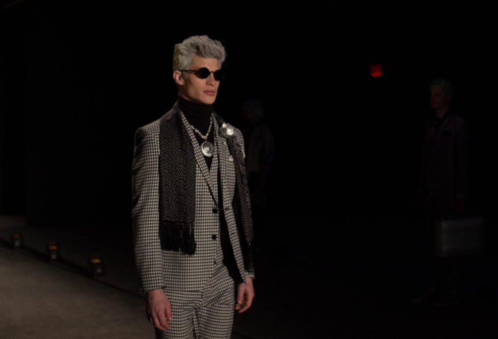 Model walks the runway for designer Nick Graham's "Life on Mars" fashion show in New York Fashion Week: Men's 