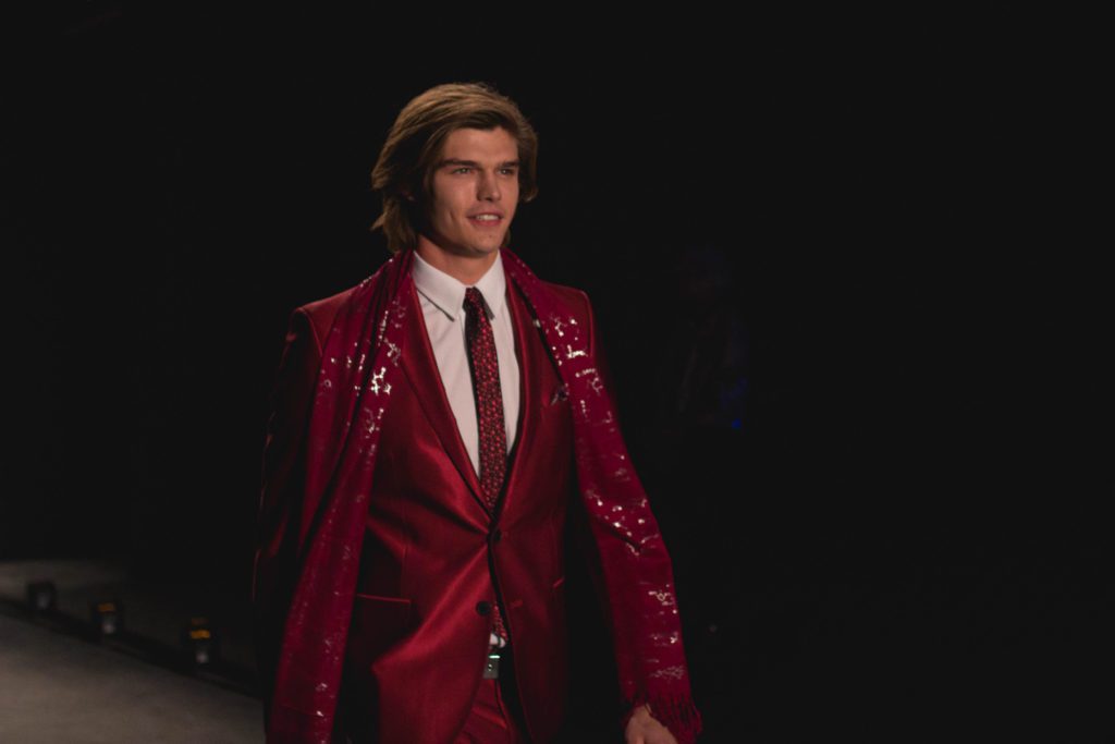 Model walks the runway for designer Nick Graham's "Life on Mars" fashion show in New York Fashion Week: Men's 