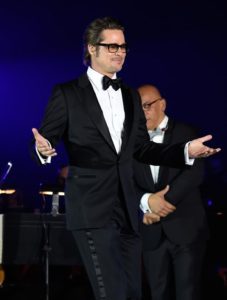 Brad Pitt Introduces Rihanna's performance at the First Annual Diamond Ball on December 11, 2014 in Beverly Hills, California.