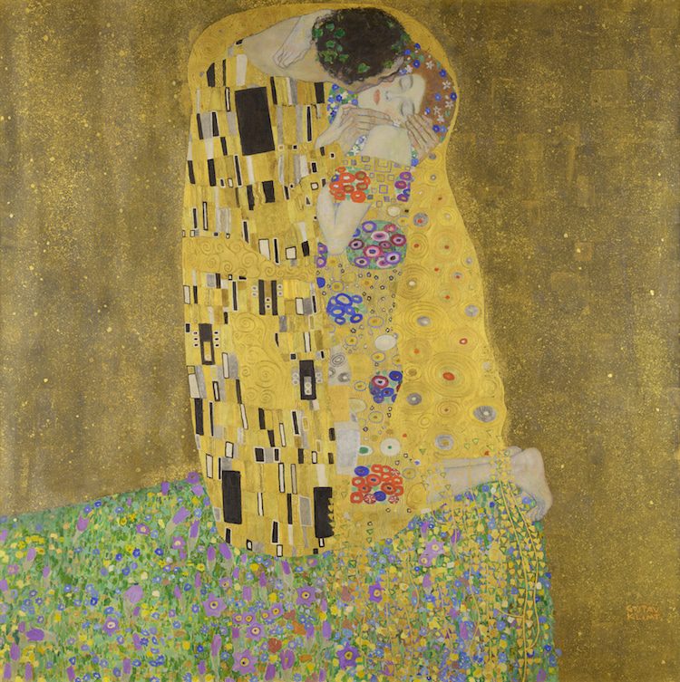 Gustav Klimt’s Love and Embrace (alternatively, “The Kiss”) | mymodernnet.com