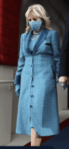 Photo of Dr. Jill Biden with an all-blue outfit with coat