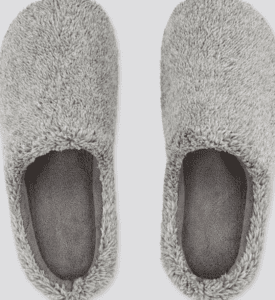 Photo of grey fleece slippers