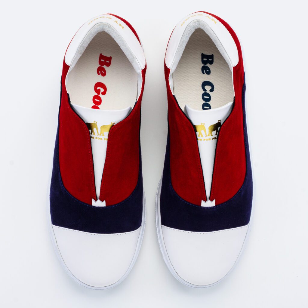 MG Slip Ons in Red. Navy and White