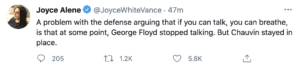 Screenshot of Tweet made in support of George Floyd