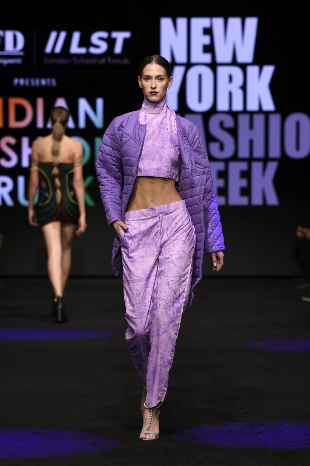 NEW YORK, NEW YORK - FEBRUARY 12: Rachel Winters walks the runway wearing INIFD-LST India Fashion Trunk - At New York Fashion Week Powered By Art Hearts Fashion at The Ziegfeld Ballroom on February 12, 2022 in New York City. (Photo by Arun Nevader/Getty Images for Art Hearts Fashion)