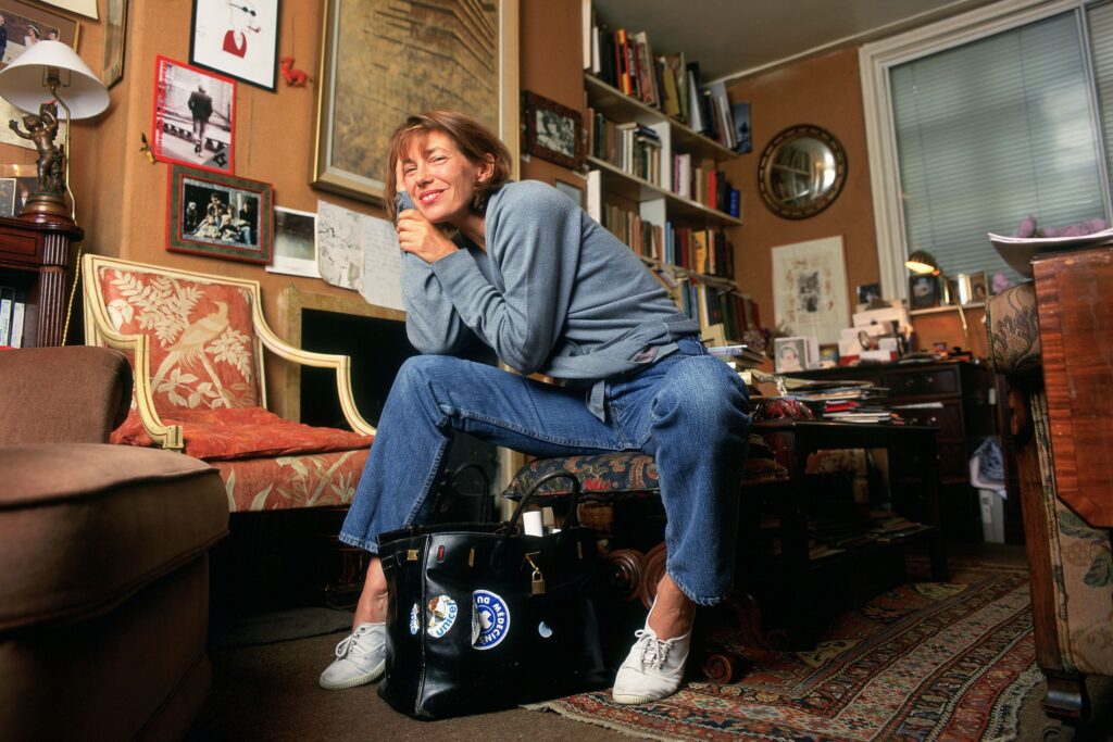 A photo of Jane Birkin and The First Birkin Bag (PhotoCredits: Mike Daines/ Shutterstock)